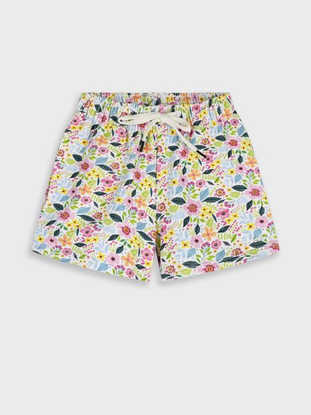 Σορτς φλοράλ με λάστιχο ροζ