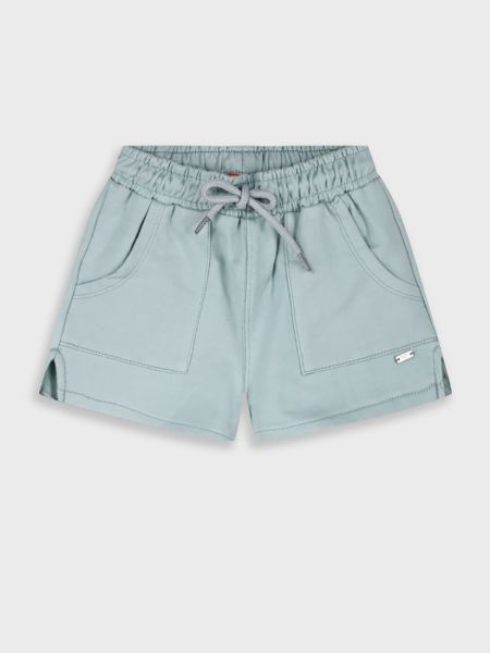 Σορτς μονόχρωμο με λάστιχο και τσέπες μέντα