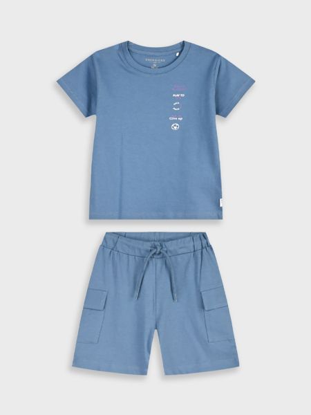 Σετ βαμβακερό με print never give up μπλε