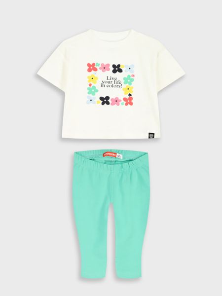 Σετ μπλούζα και κολάν print life in colors μέντα