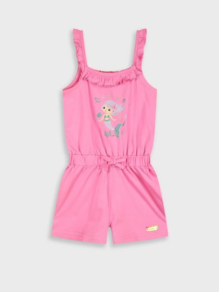 Ολόσωμο σορτς με βολάν και glittered mermaid print ροζ