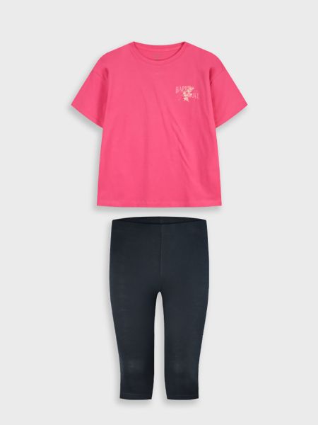 Σετ μπλούζα happy soul και κολάν κάπρι μονόχρωμο φούξια