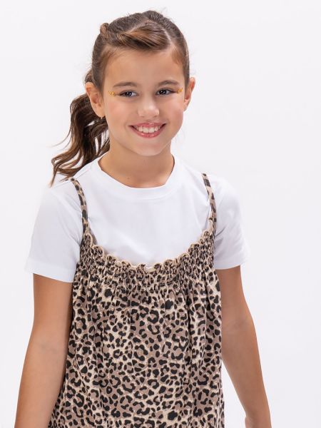 Σετ φόρεμα λεοπάρ και μπλούζα κοντομάνικη καφέ