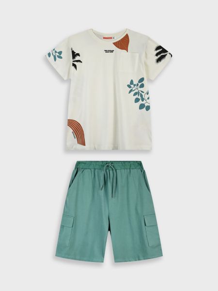 Σετ βαμβακερό με print good times μέντα