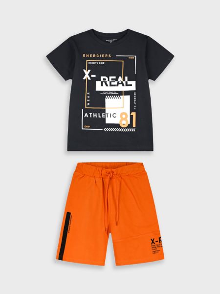 Σετ βαμβακερό με print x real μαύρο