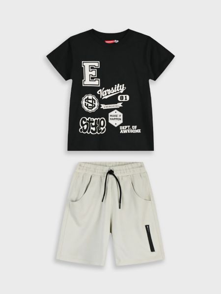 Σετ βαμβακερό με print vansity μαύρο