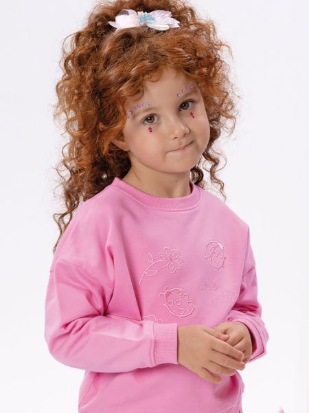 Σετ ανοιξιάτικο με κέντημα πασχαλίτσα ροζ