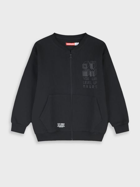 Ζακέτα εποχιακή με print you win level up μαύρο