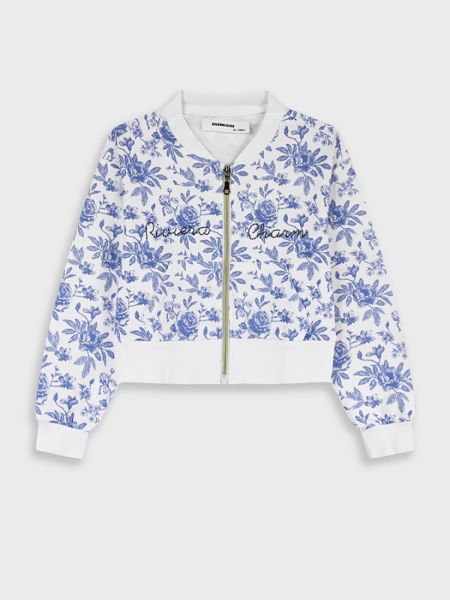 Ζακέτα με στρας και print blue roses μπλε