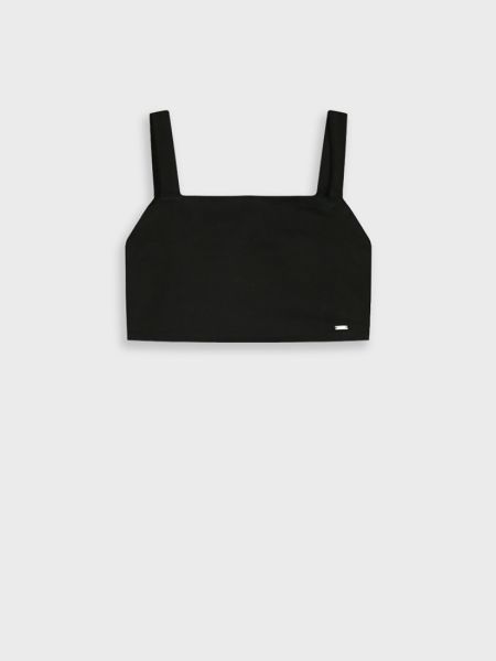 Κροπ τοπ μονόχρωμο με λάστιχο στο πίσω μέρος μαύρο