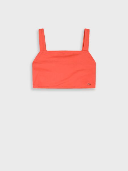 Κροπ τοπ μονόχρωμο με λάστιχο στο πίσω μέρος κοραλί