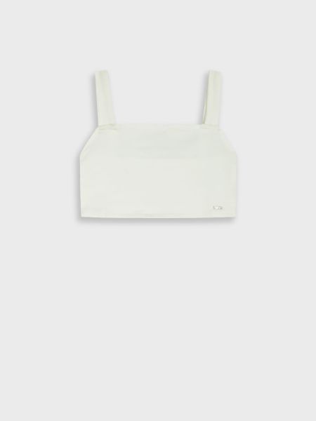 Κροπ τοπ μονόχρωμο με λάστιχο στο πίσω μέρος λευκό