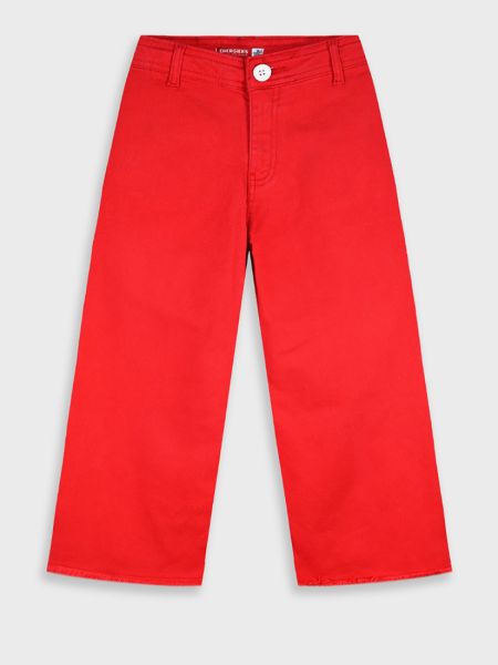 Παντελόνα τζιν με ξέφτια στο τελείωμα κόκκινο