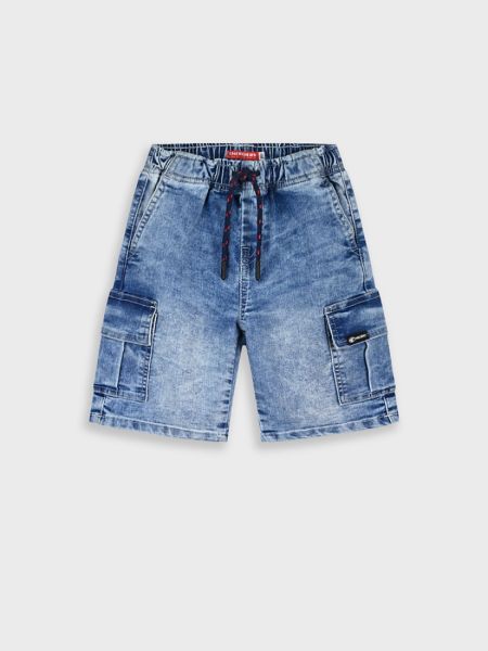 Βερμούδα τζιν Cargo με λάστιχο μπλε