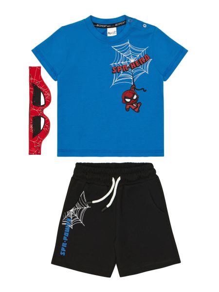 Σετ Spiderman με φως στην μπλούζα και μάσκα μπλε ρουά