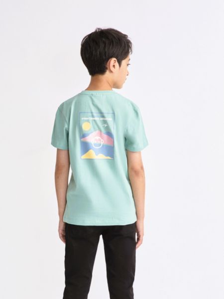 Μπλούζα κοντομάνικη με print street monkey adventure μέντα