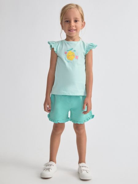 Σετ βαμβακερό με βολάν και print lemon βεραμάν