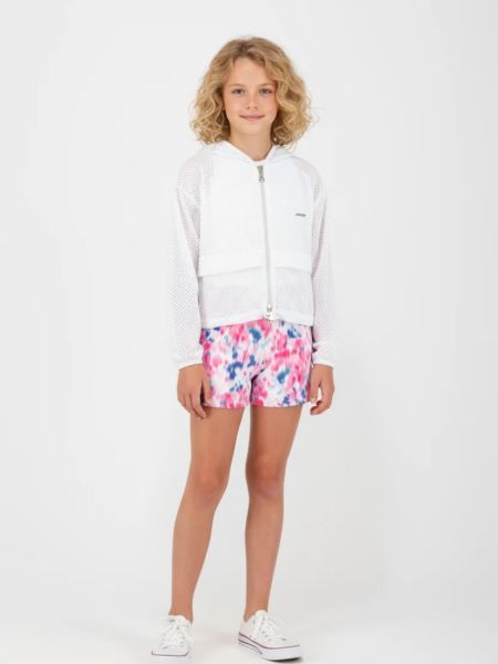 Ζακέτα κροπ διάτρητη με κουκούλα λευκό