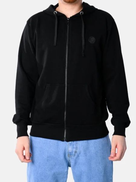 Ζακέτα εποχιακή μονόχρωμη με κουκούλα μαύρο