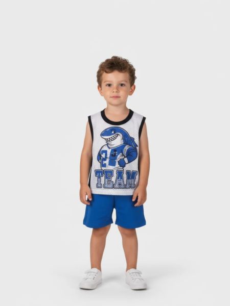 Σετ μπασκετικό με print sharks μπλε