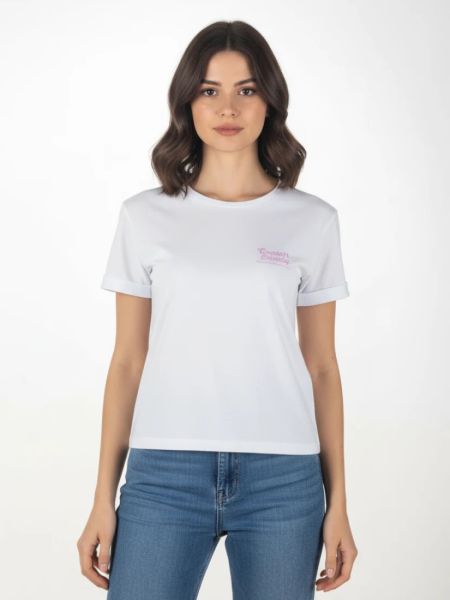 Κροπ τοπ με print capture emotion λευκό