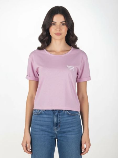 Κροπ τοπ με print capture emotion ροζ