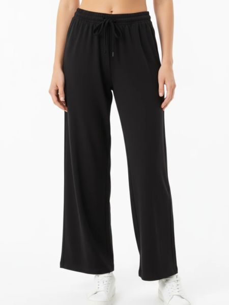 Παντελόνα μονόχρωμη με λάστιχο στη μέση μαύρο