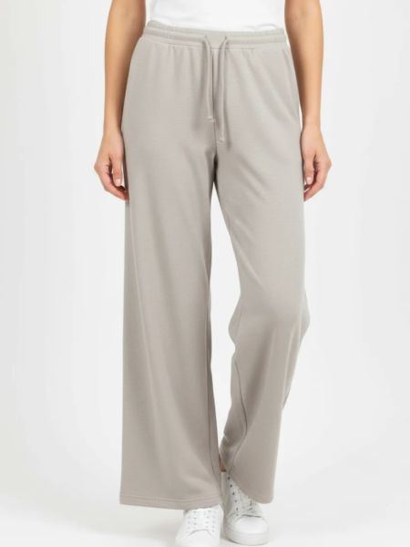 Παντελόνα μονόχρωμη με λάστιχο στη μέση μπεζ