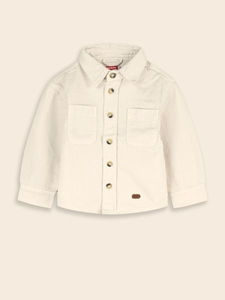 Τζιν τζάκετ μονόχρωμο με τσέπες μπεζ