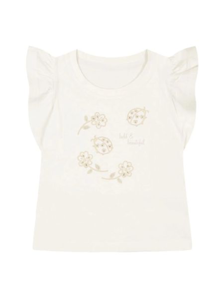 Μπλούζα κοντομάνικη με ανοιξιάτικο κοφτό κέντημα λευκό