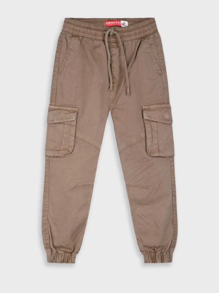Παντελόνι Cargo μονόχρωμο με λάστιχο και τσέπες μόκα
