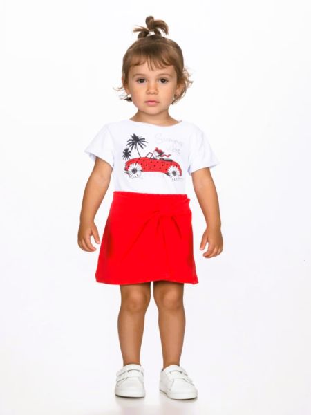 Σετ μπλούζα summer vibes και σορτς φούστα μονόχρωμο κόκκινο