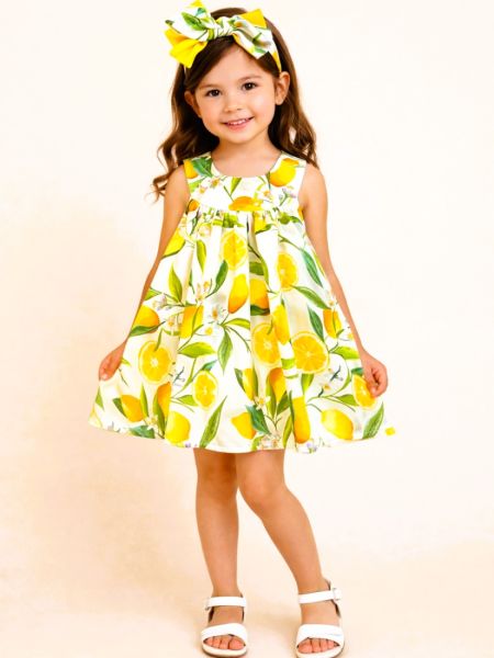 Φόρεμα με print lemons κίτρινο