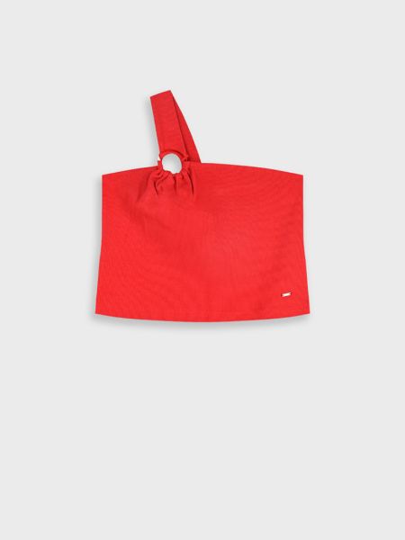 Κροπ τοπ ριπ με κρίκο κόκκινο