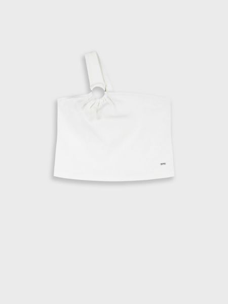 Κροπ τοπ ριπ με κρίκο λευκό