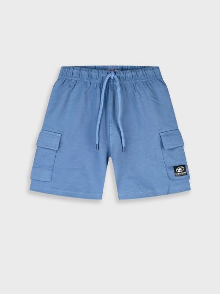 Βερμούδα μονόχρωμη Cargo βαμβακερή μπλε ραφ
