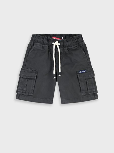 Βερμούδα τζιν μονόχρωμη Cargo με λάστιχο  ανθρακί