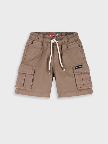 Βερμούδα τζιν μονόχρωμη Cargo με λάστιχο  μόκα