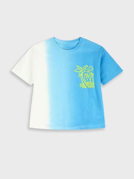 Μπλούζα κοντομάνικη με 3D print φοίνικας γαλάζιο