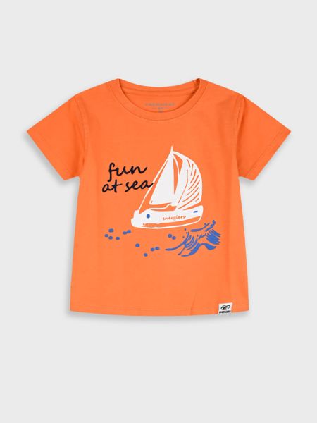 Μπλούζα κοντομάνικη με print fun at sea πορτοκαλί