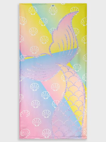Πετσέτα θαλάσσης fast dry με print γοργόνα λιλά
