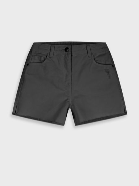 Σορτς τζιν μονόχρωμο με ξέφτια μαύρο