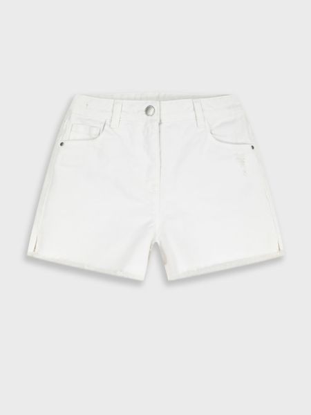 Σορτς τζιν μονόχρωμο με ξέφτια λευκό