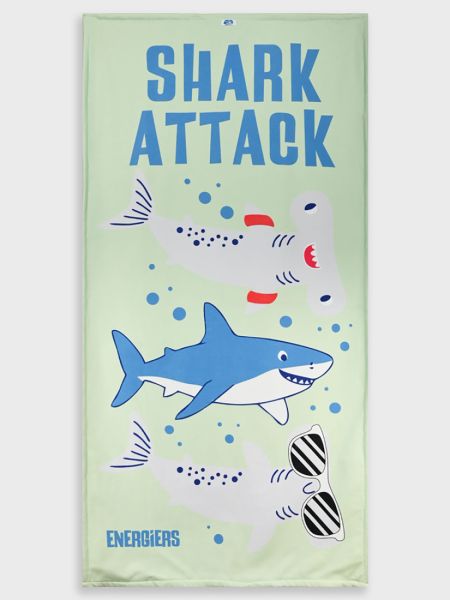 Πετσέτα θαλάσσης με print καρχαρίες μέντα