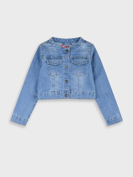 Τζιν τζάκετ με στράς και τσέπες μπλε