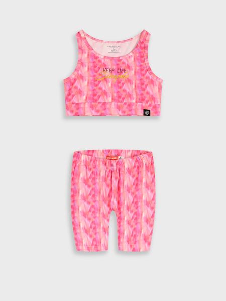 Αθλητικό σετ μπουστάκι και ποδηλατικό κολάν με glitter φούξια