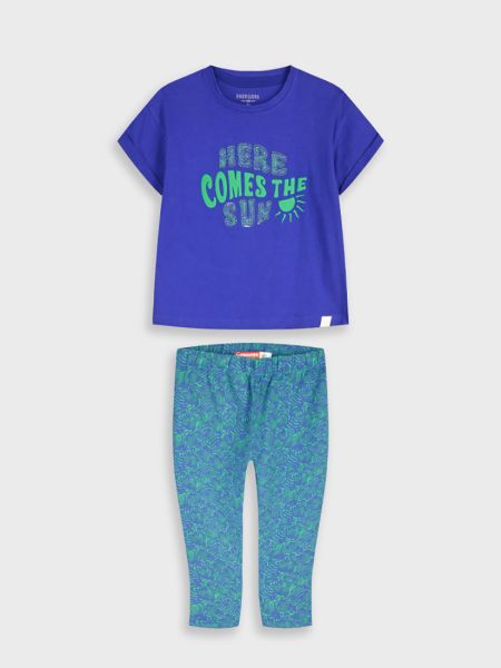 Σετ με γεωμετρικά σχέδια μπλούζα και κολάν κάπρι πράσινο