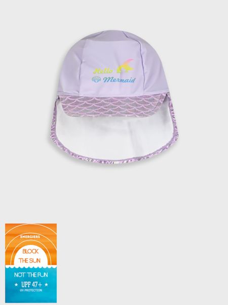 Καπέλο ηλιοπροστασίας με print γοργόνα λιλά