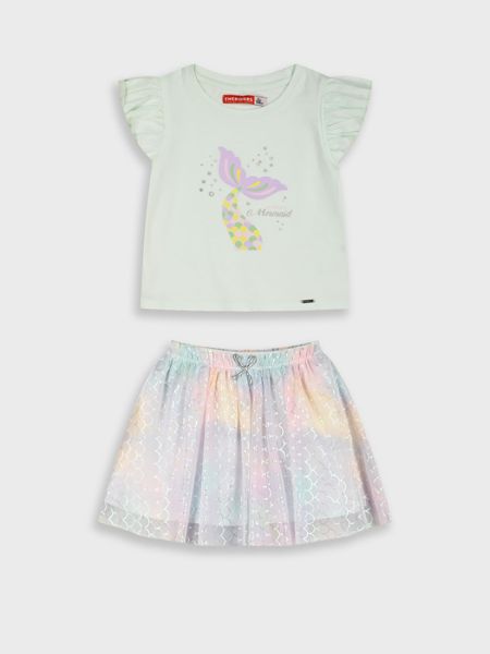 Σετ μπλούζα mermaid και τούλινη γυαλιστερή φούστα λιλά