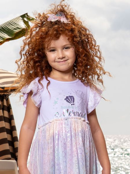 Τούλινο φόρεμα με glitter mermaid look λιλά